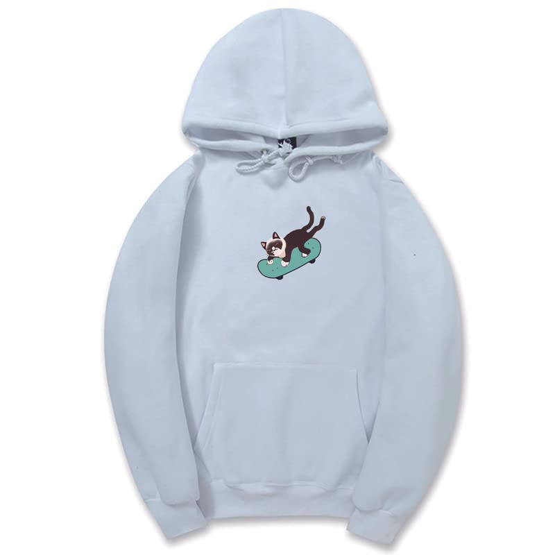 CORIRESHA Sudadera unisex divertida con diseño de gato y monopatín, de manga larga, suave y acogedora, a la moda