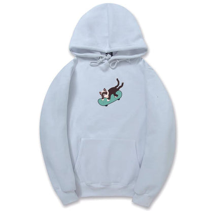 CORIRESHA Sudadera unisex divertida con diseño de gato y monopatín, de manga larga, suave y acogedora, a la moda