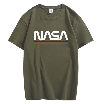 CORIRESHA Camiseta básica de algodón de manga corta con cuello redondo y estampado de letras de la NASA para adolescentes