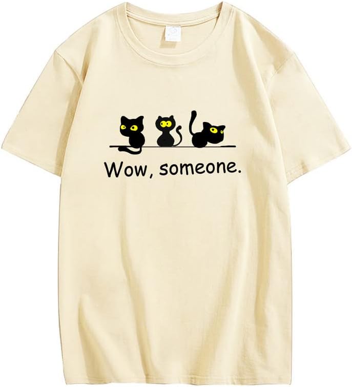 CORIRESHA Cute Black Cat T-Shirts Animal Lovers Funny Clothing Teens