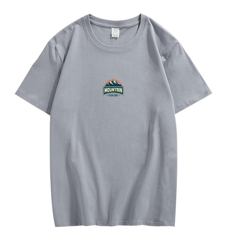 CORIRESHA Camiseta unisex de algodón holgada de manga corta con cuello redondo y gráfico de montaña retro
