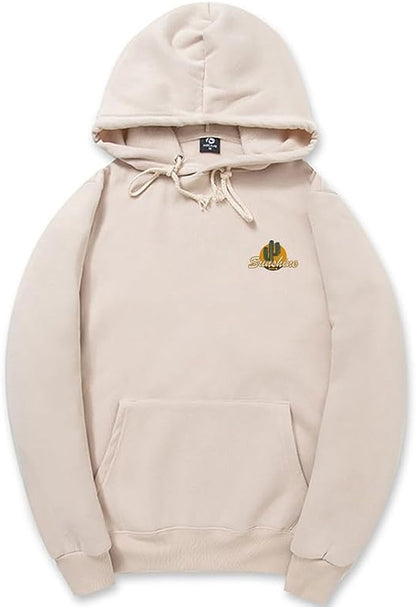 CORIRESHA Unisex Cactus Sunshine Hoodies Casual Long Sleeves Drawstring Basic Letter Sweatshirts