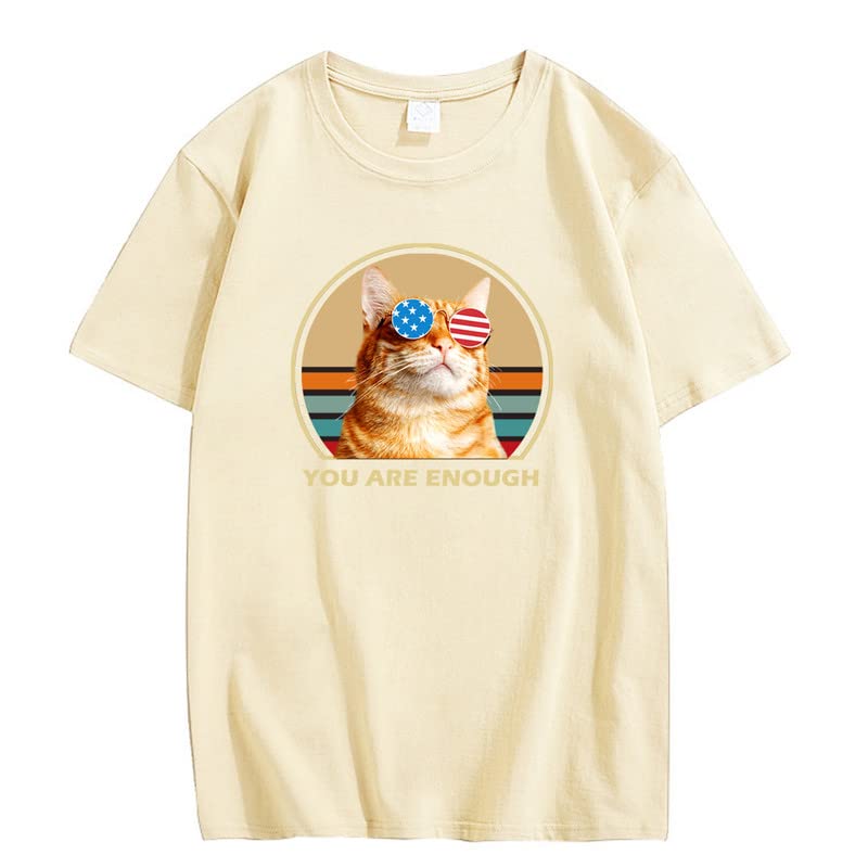 CORIRESHA Cat Lovers Camisetas Cuello Redondo Manga Corta Adolescentes Eres Suficiente Lindo Tops