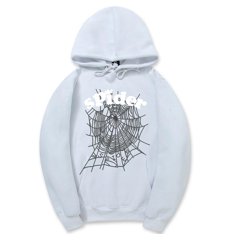 CORIRESHA Fashion Spider Web Sudadera con capucha de manga larga con cordón unisex de algodón con bolsillos