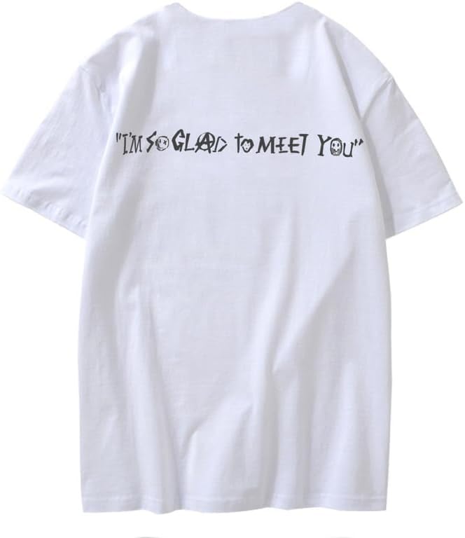 CORIRESHA Camiseta holgada de verano de manga corta con cuello redondo y estampado de letras en la espalda unisex