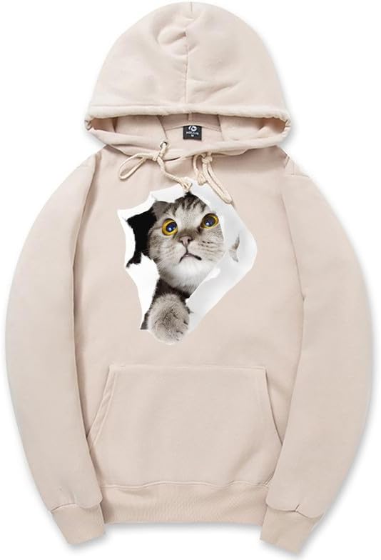 CORIRESHA Sudadera con capucha para amantes de los gatos, informal, de manga larga, con cordón, para adolescente, con bolsillo canguro