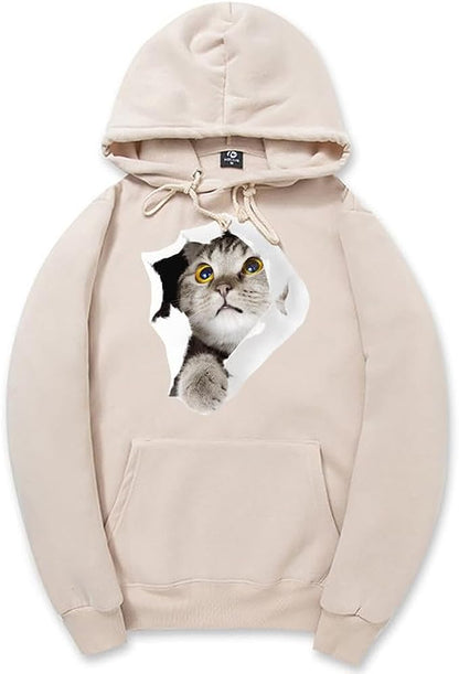 CORIRESHA Sudadera con capucha para amantes de los gatos, informal, de manga larga, con cordón, para adolescente, con bolsillo canguro