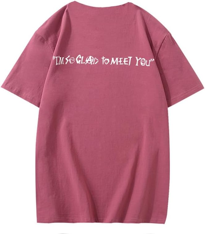 CORIRESHA Camiseta holgada de verano de manga corta con cuello redondo y estampado de letras en la espalda unisex