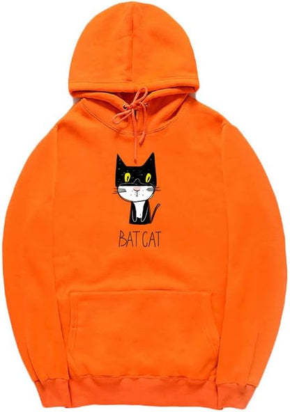 CORIRESHA Teen Funny Bat Cat Hoodie Long Sleeve Drawstring Kangaroo Pocket Cotton Sweatshirt