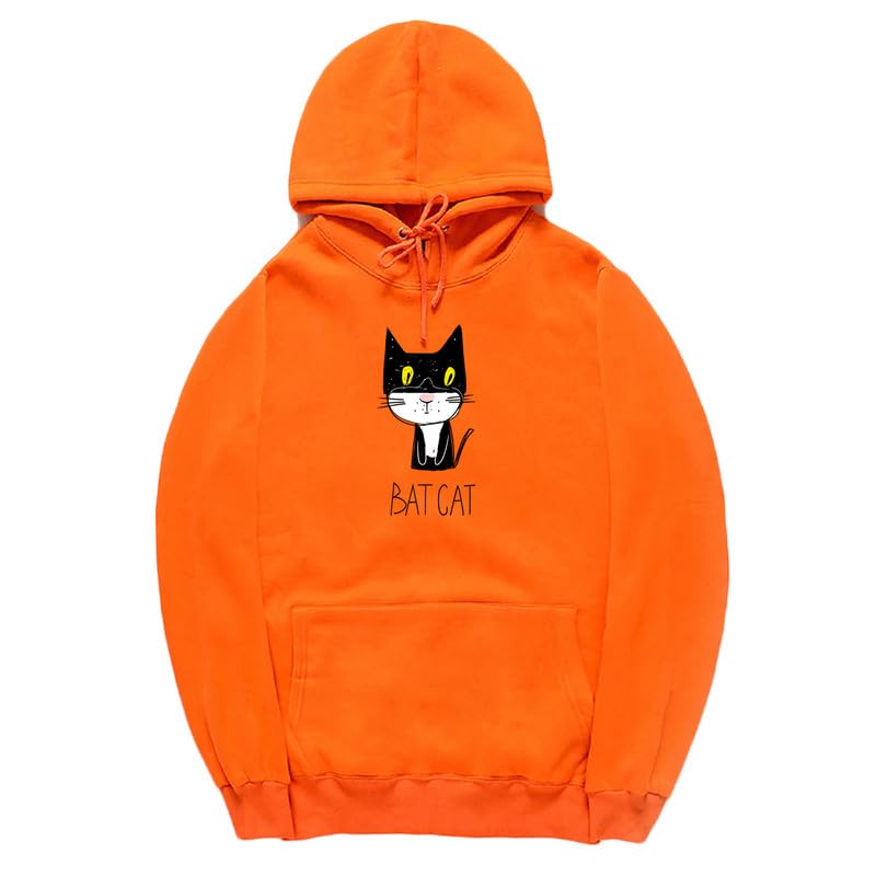 CORIRESHA Teen Funny Bat Cat Hoodie Long Sleeve Drawstring Kangaroo Pocket Cotton Sweatshirt