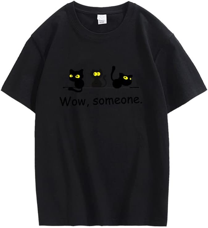 CORIRESHA Lindo Gato Negro Camisetas Amantes de los Animales Ropa Divertida Adolescentes