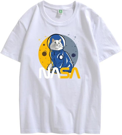 CORIRESHA Camiseta básica informal de manga corta con cuello redondo de la NASA para adolescentes
