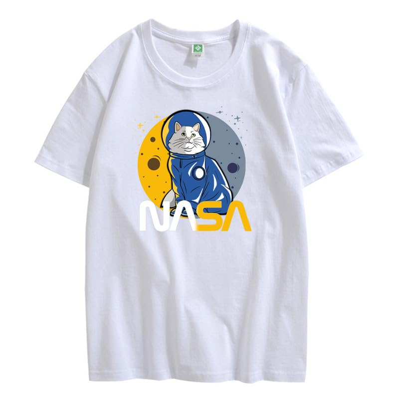 CORIRESHA Camiseta básica informal de manga corta con cuello redondo de la NASA para adolescentes