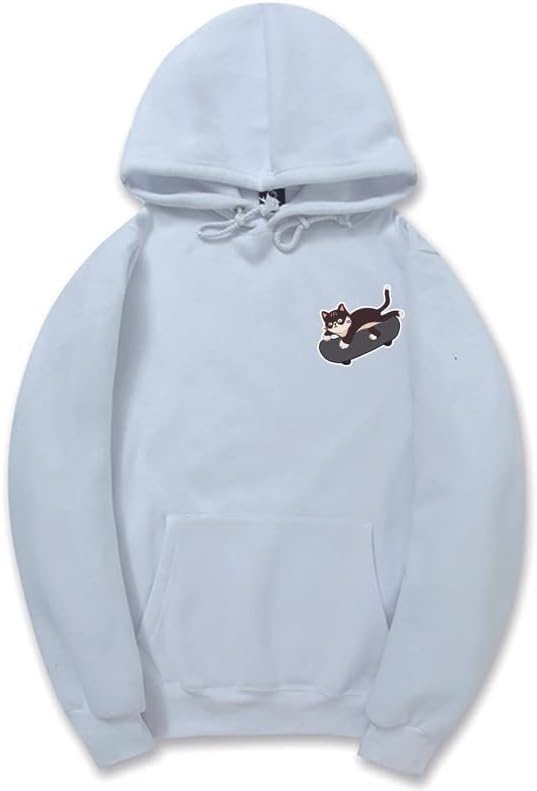 CORIRESHA Adolescentes Linda Sudadera con Capucha Monopatín Gato Casual Manga Larga Básica Sólida Sudadera