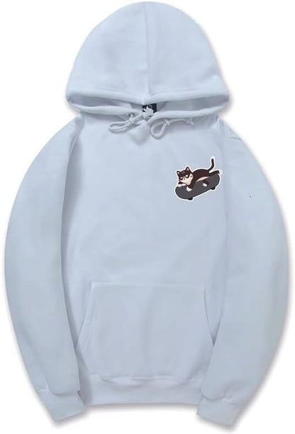 CORIRESHA Adolescentes Linda Sudadera con Capucha Monopatín Gato Casual Manga Larga Básica Sólida Sudadera