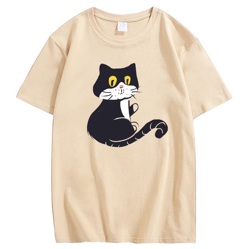 CORIRESHA Adolescente Gato Camiseta Cuello Redondo Manga Corta Suelta Suave Acogedor Lindo Tops