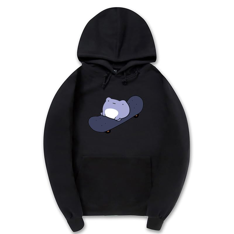 CORIRESHA Sudadera con capucha de rana linda para niñas adolescentes, manga larga, con cordón, para monopatín, Kawaii