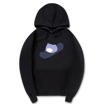 CORIRESHA Sudadera con capucha de rana linda para niñas adolescentes, manga larga, con cordón, para monopatín, Kawaii