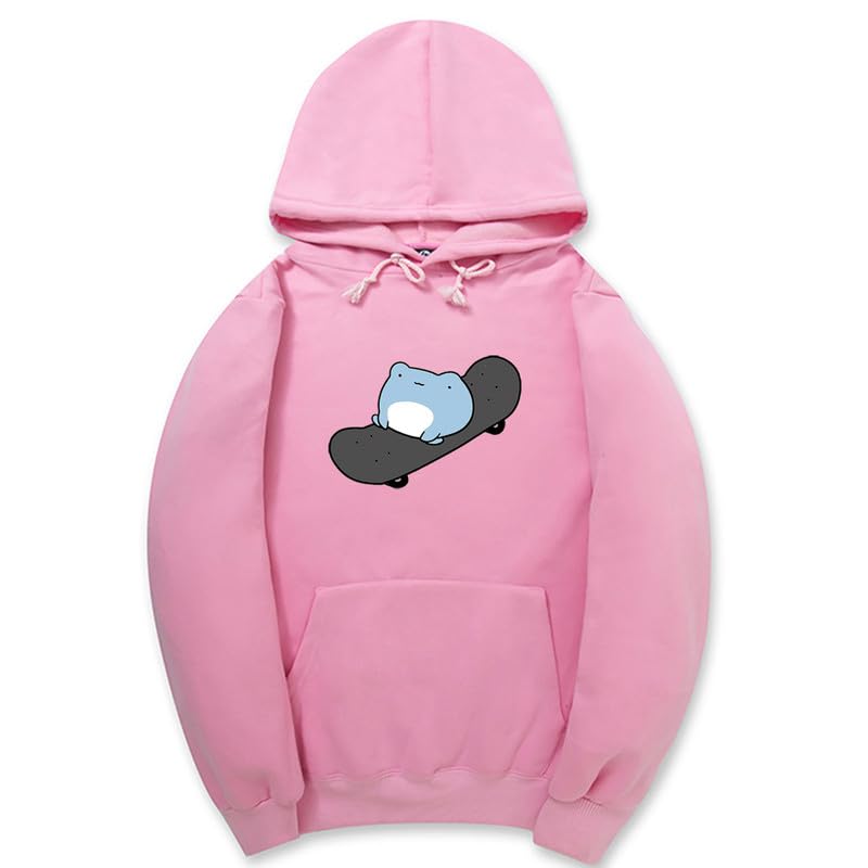 CORIRESHA Sudadera con capucha de rana linda adolescente de manga larga con cordón de algodón para monopatín