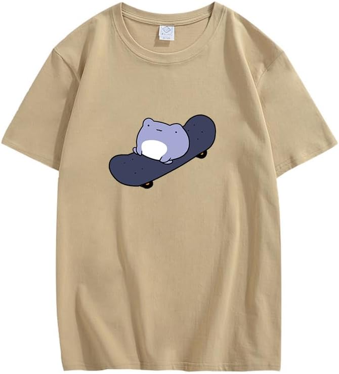 CORIRESHA Camiseta básica de verano con cuello redondo y manga corta para mujer