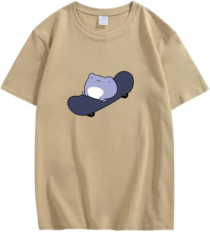 CORIRESHA Camiseta básica de verano con cuello redondo y manga corta para mujer