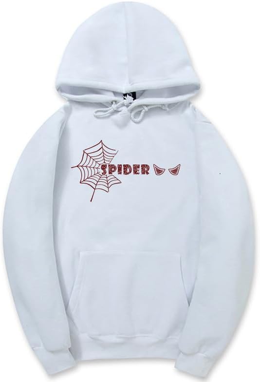 CORIRESHA Unisex Y2K Spider Web Hoodie Casual Long Sleeve Drawstring Basic Halloween Sweatshirt