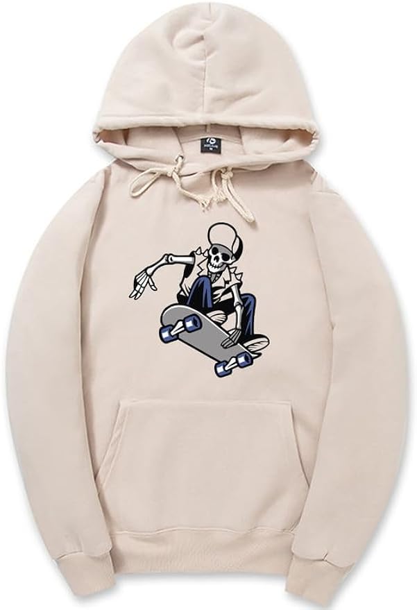 CORIRESHA Skateboard Skeleton Hoodie Long Sleeve Drawstring Gothic Y2k Aesthetic Sweatshirt