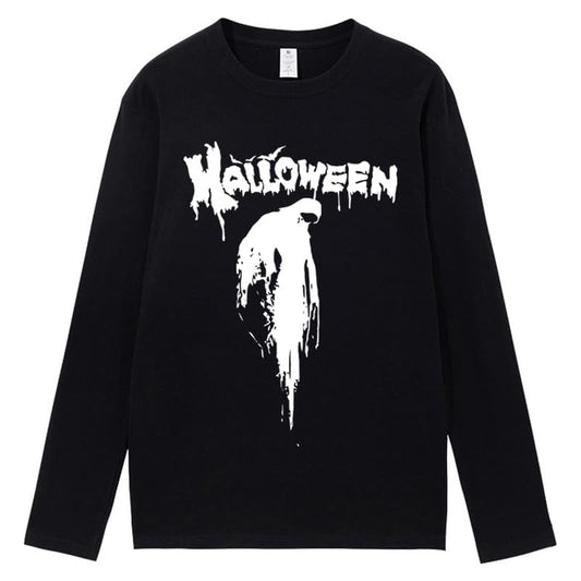 CORIRESHA Halloween Blood Crewneck Long Sleeve Gothic Unisex Scary T-Shirt