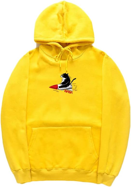 CORIRESHA Sudadera unisex con capucha para gato, manga larga, con cordón, cohete de la NASA