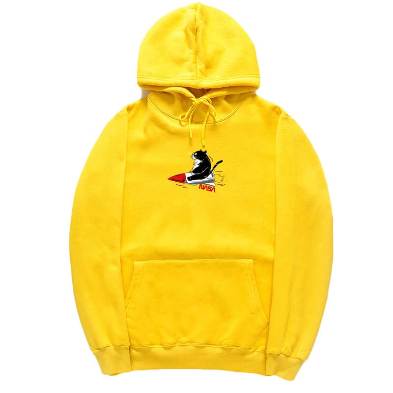 CORIRESHA Sudadera unisex con capucha para gato, manga larga, con cordón, cohete de la NASA