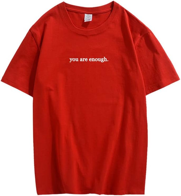 CORIRESHA You are Enough Camisetas Casual Cuello Redondo Manga Corta Adolescente Letras Tops