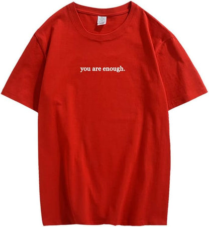 CORIRESHA You are Enough Camisetas Casual Cuello Redondo Manga Corta Adolescente Letras Tops