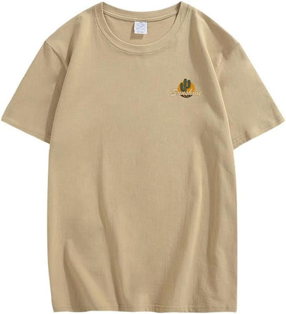 CORIRESHA Vintage Cactus Sunshine Graphic Crewneck Short Sleeves Casual Teen T-Shirts
