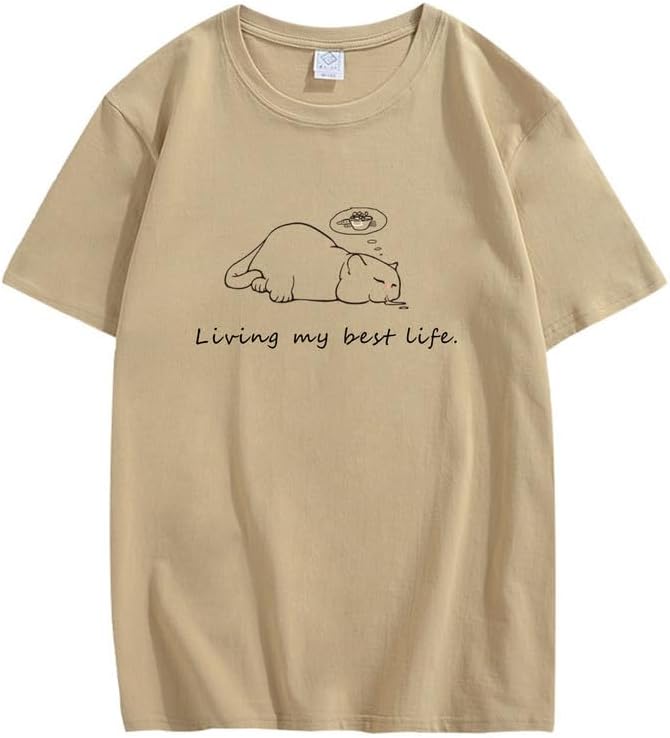 CORIRESHA Camisetas unisex con cuello redondo y manga corta con letras lindas