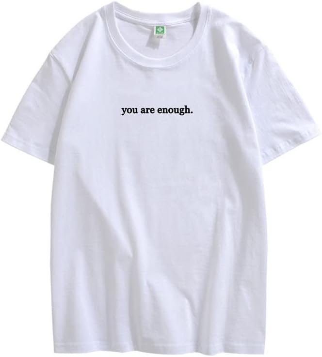 CORIRESHA You are Enough Camisetas Casual Cuello Redondo Manga Corta Adolescente Letras Tops