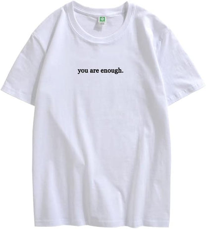 CORIRESHA You are Enough Camisetas Casual Cuello Redondo Manga Corta Adolescente Letras Tops