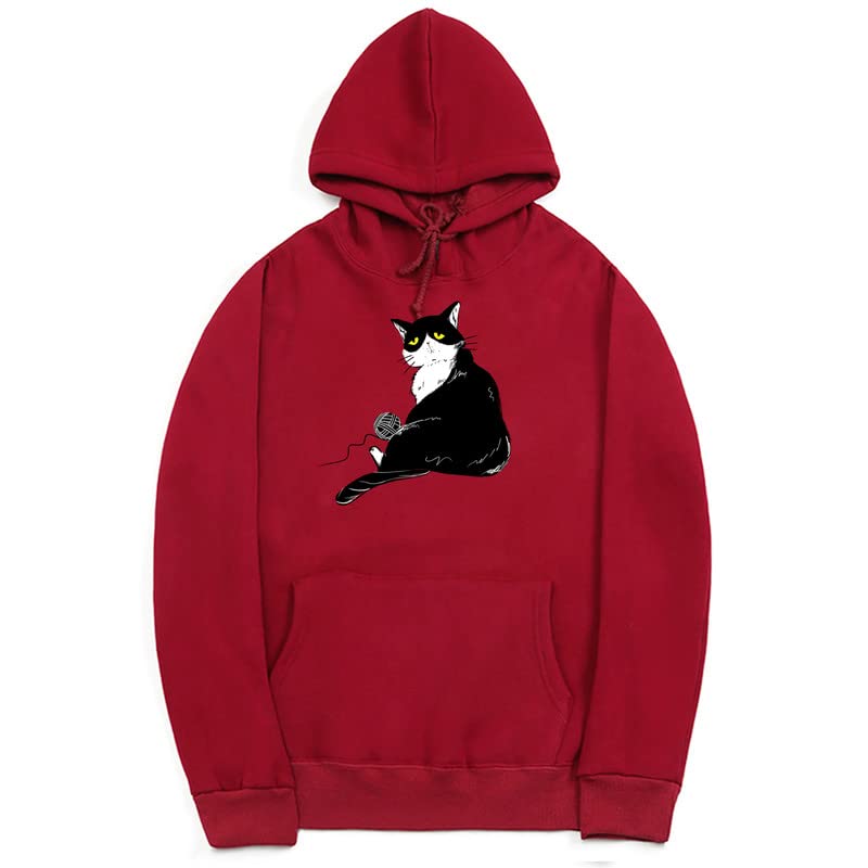 CORIRESHA Halloween Lindo Gato Sudadera con Capucha Manga Larga Cordón Bolsillo Canguro Sudadera Unisex