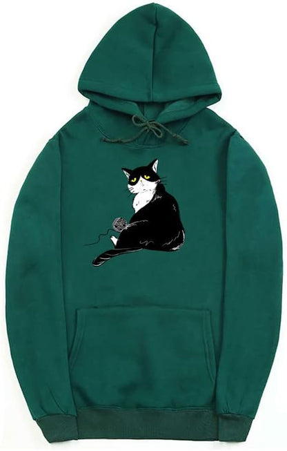 CORIRESHA Halloween Cute Cat Hoodie Long Sleeve Drawstring Kangaroo Pocket Unisex's Sweatshirt