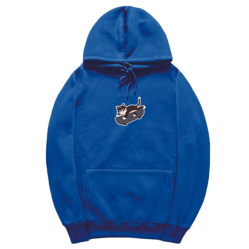 CORIRESHA Adolescente Kawaii Sudadera con capucha Skateboard Cat Casual Sudadera de algodón de manga larga