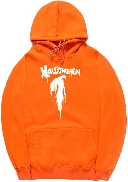 CORIRESHA Sudadera con capucha unisex con estampado de sangre informal de manga larga con cordón para Halloween