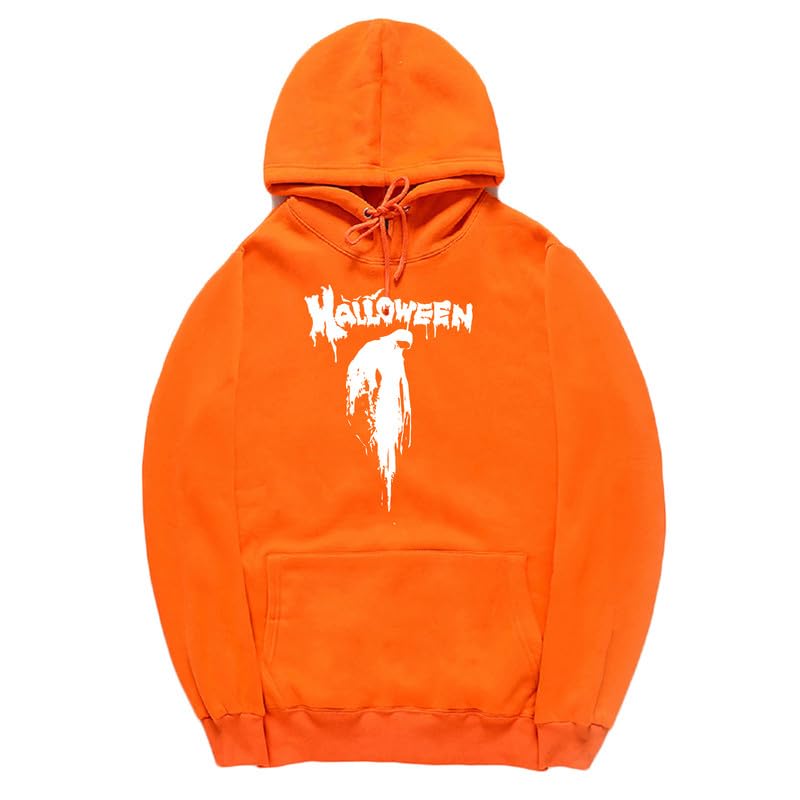 CORIRESHA Sudadera con capucha unisex con estampado de sangre informal de manga larga con cordón para Halloween