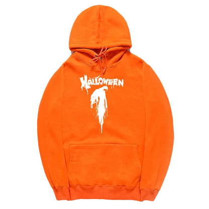 CORIRESHA Sudadera con capucha unisex con estampado de sangre informal de manga larga con cordón para Halloween