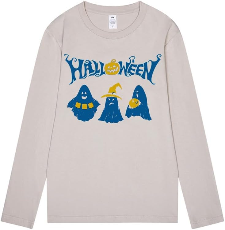 CORIRESHA Teen Ghost Camiseta Cuello Redondo Manga Larga Algodón Harajuku Halloween Tops