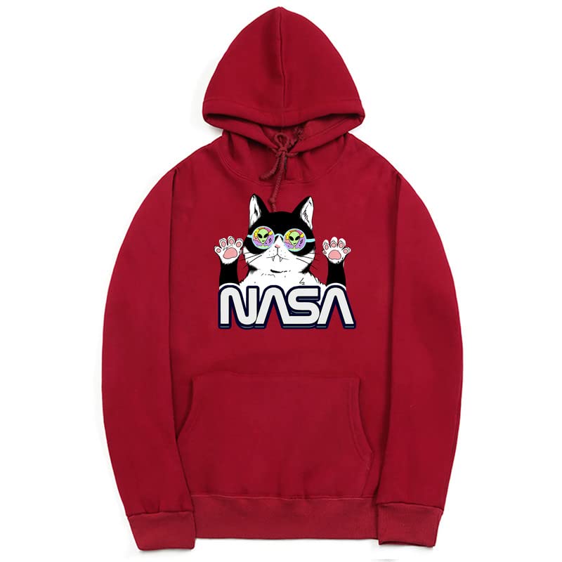 CORIRESHA Cat Lover Linda sudadera con capucha informal de manga larga con cordón y acogedora sudadera de la NASA para adolescentes