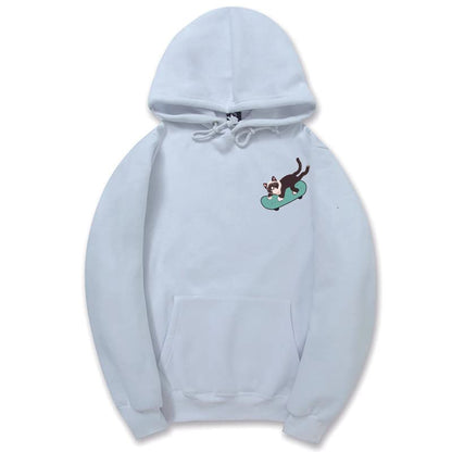 CORIRESHA Sudadera con capucha de manga larga con cordón y diseño de gato monopatín para jóvenes