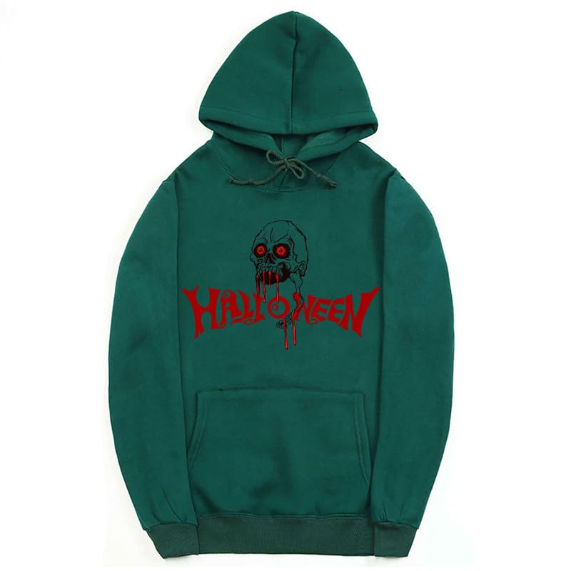 CORIRESHA Halloween Skull Sudadera con capucha de manga larga con cordón de algodón Unisex sudadera manchada de sangre