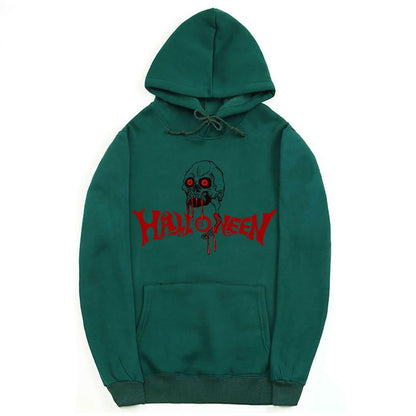 CORIRESHA Halloween Skull Sudadera con capucha de manga larga con cordón de algodón Unisex sudadera manchada de sangre