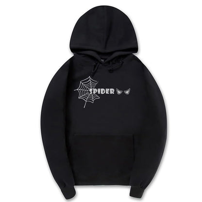 CORIRESHA Sudadera unisex Y2K con diseño de telaraña, informal, de manga larga, con cordón, básica, para Halloween