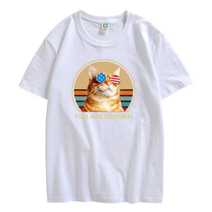 CORIRESHA Cat Lovers Camisetas Cuello Redondo Manga Corta Adolescentes Eres Suficiente Lindo Tops