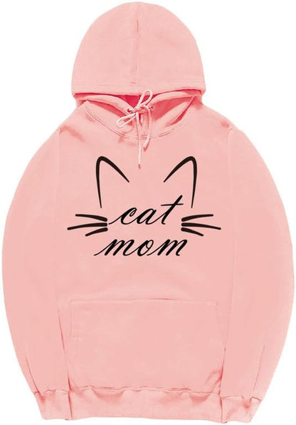 CORIRESHA Funny Cat Face Hoodie Long Sleeve Drawstring Kangaroo Pocket Cute Sweatshirt